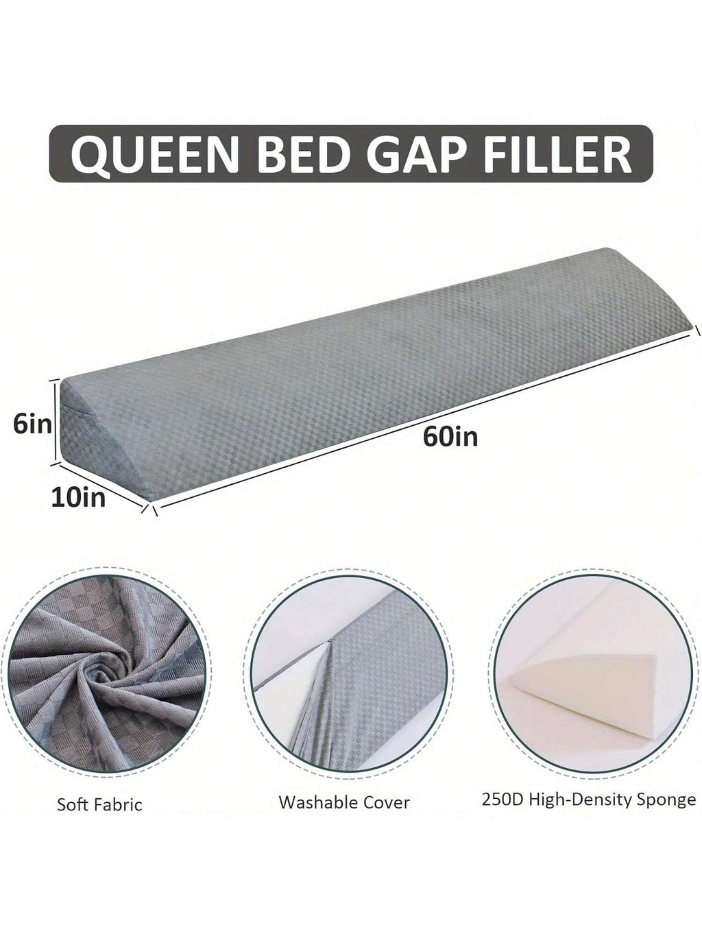 Wedge Pillow for Headboard - Bed Wedge Pillow Headboard, Bed Wedge Gap Filler, Pillow Wedge for Headboard Gap - Fill the Gap (0-8") between Headboard and Mattress
