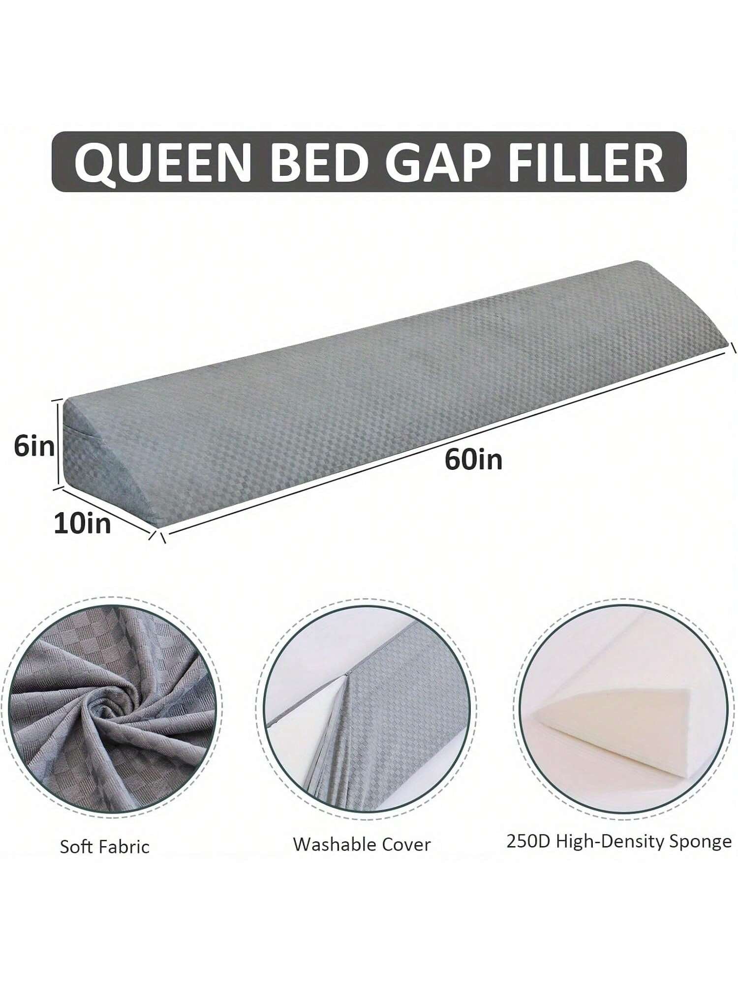Wedge Pillow for Headboard - Bed Wedge Pillow Headboard, Bed Wedge Gap Filler, Pillow Wedge for Headboard Gap - Fill the Gap (0-8") between Headboard and Mattress