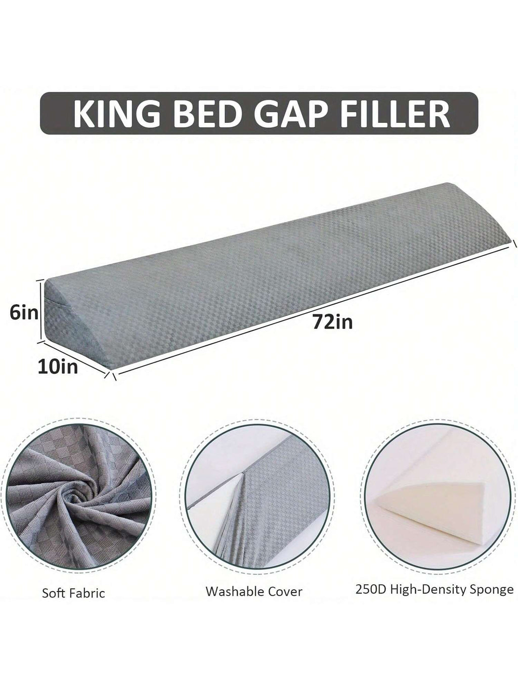 Wedge Pillow for Headboard - Bed Wedge Pillow Headboard, Bed Wedge Gap Filler, Pillow Wedge for Headboard Gap - Fill the Gap (0-8") between Headboard and Mattress