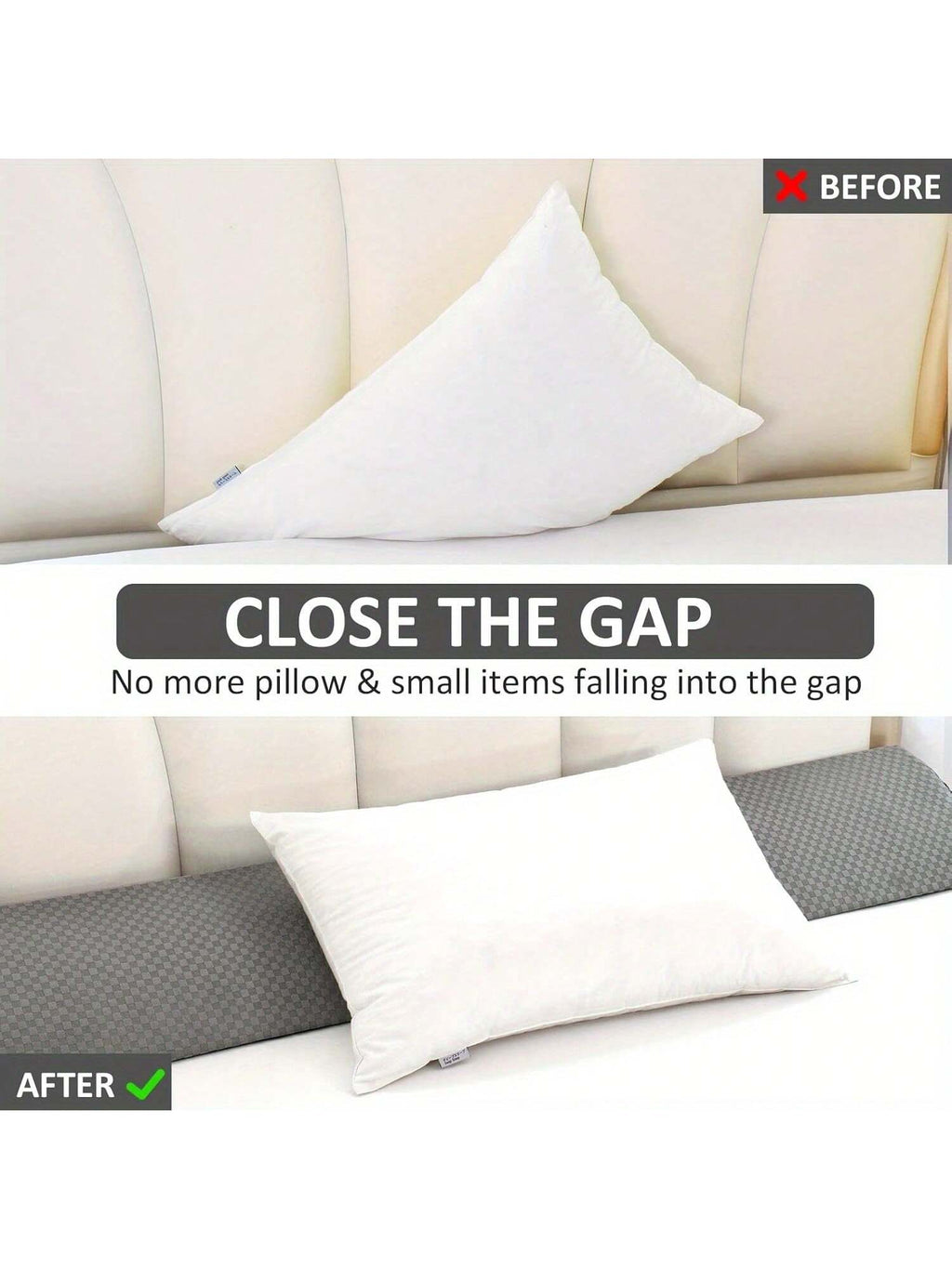 Wedge Pillow for Headboard - Bed Wedge Pillow Headboard, Bed Wedge Gap Filler, Pillow Wedge for Headboard Gap - Fill the Gap (0-8") between Headboard and Mattress